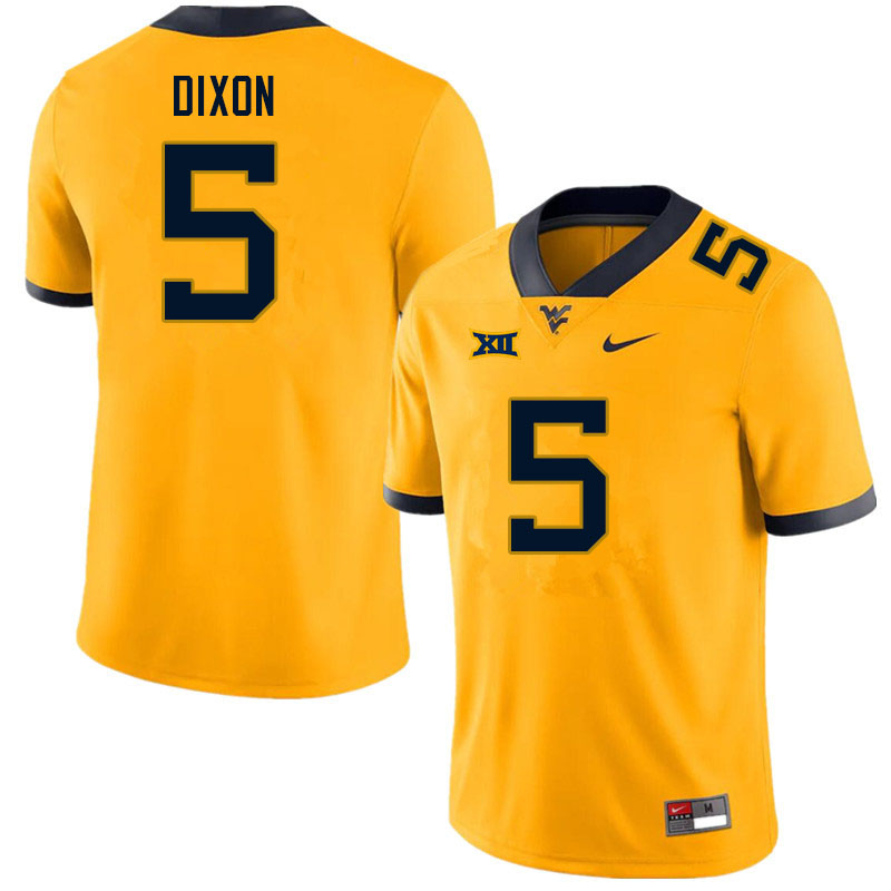 NCAA Men's Lance Dixon West Virginia Mountaineers Gold #5 Nike Stitched Football College Authentic Jersey UD23J52BP